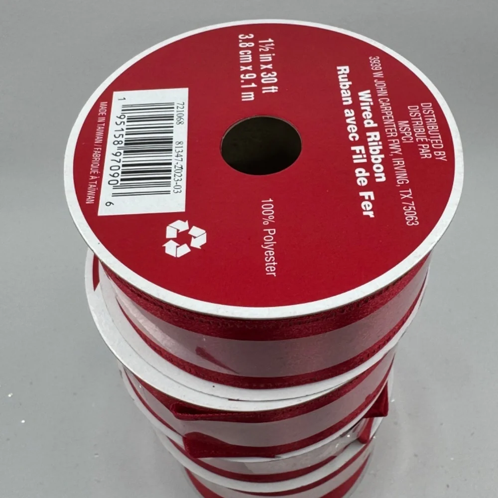 Set of 4 Red Silky Wired Ribbon